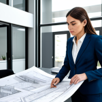 **

"A professional female architect in a modest business suit, standing in a modern architectural office, reviewing blueprints, fully clothed, appropriate attire, safe for work, perfect anatomy, natural proportions, professional photography, high quality."

**