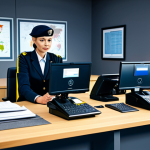 관세사 관련 IT 도구 - Smart Customs Office**

"A bright, modern customs office with customs officers using computers and A...