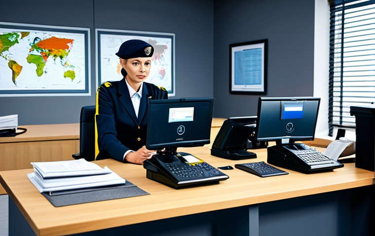관세사 관련 IT 도구 - Smart Customs Office**

"A bright, modern customs office with customs officers using computers and A...