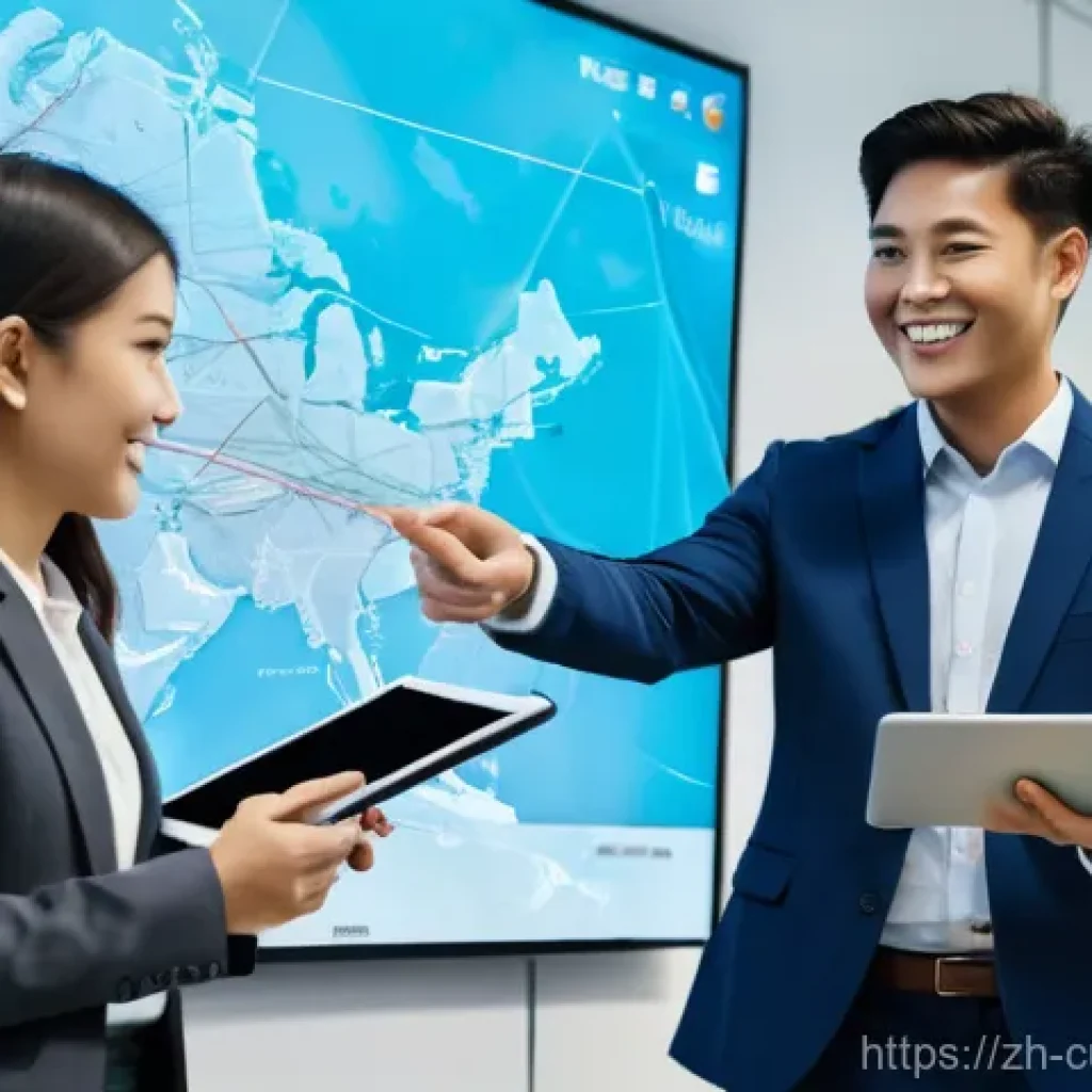 FTA 협정 변경 사항 - **Prompt:** A dynamic, brightly lit scene in a modern, open-plan office or a tech-enabled logistics ...