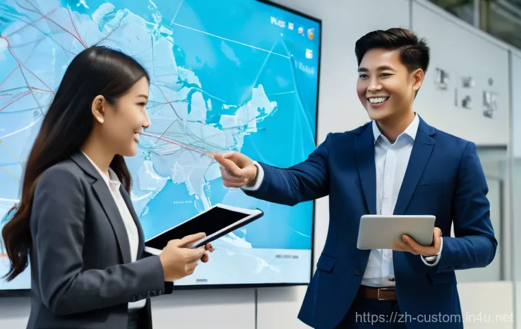 FTA 협정 변경 사항 - **Prompt:** A dynamic, brightly lit scene in a modern, open-plan office or a tech-enabled logistics ...