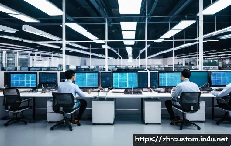 FTA 활용 관세 절감 사례 - A modern electronics manufacturing factory scene with diverse workers carefully inspecting and assem...