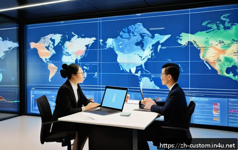 관세사와 글로벌 무역 트렌드 - A modern corporate office scene showcasing a diverse international team of business professionals an...