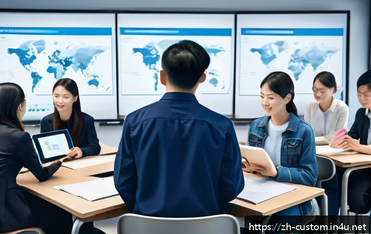 관세사 시험 최신 출제 경향 - A detailed modern classroom scene focused on international trade and customs law exam preparation, f...