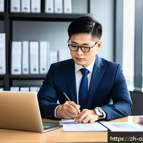 관세사 연봉 네고 방법 - A professional Chinese customs broker in a modern office setting, confidently reviewing industry sal...